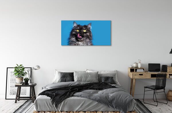 Quadro su tela Leccare il gatto 100x50 cm