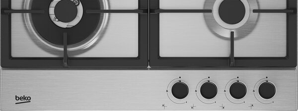 Beko Piano Cottura 4 Fuochi a Gas Larghezza 60 cm (1 Bruciatore Wok) colore Inox - HIAW64225SX