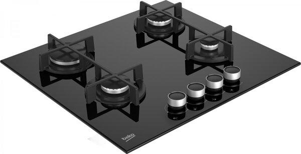 Beko Piano Cottura 4 Fuochi a Gas Larghezza 60 cm in Vetro colore Nero - HILG 64225 SB