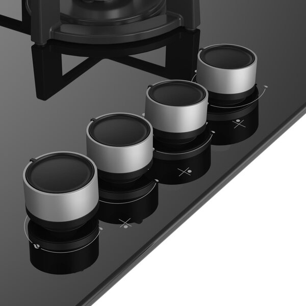 Beko Piano Cottura 4 Fuochi a Gas Larghezza 60 cm in Vetro colore Nero - HILG 64225 SB