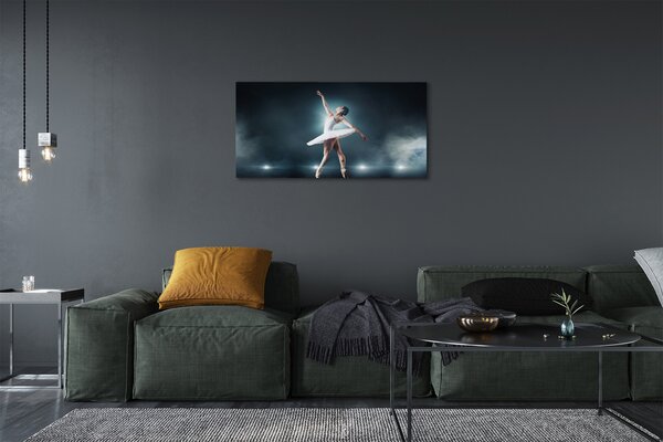 Quadro su tela Donna di balletto di abito bianco 100x50 cm