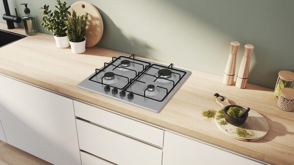 Bosch Piano Cottura 4 Fuochi a Gas Larghezza 60 cm in Acciaio Inox colore Inox - PGP6B5K85 Serie 4
