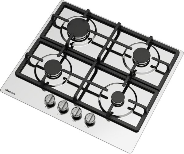 Hisense Piano Cottura 4 Fuochi a Gas Larghezza 60 cm in Ghisa colore Acciaio Inox - GM643XHFCI