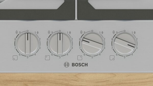 Bosch Piano Cottura 4 Fuochi a Gas Larghezza 60 cm in Acciaio Inox colore Inox - PCH6A5I90 Serie 6