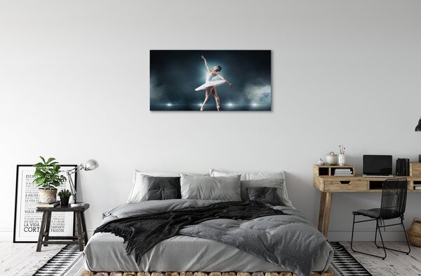 Quadro su tela Donna di balletto di abito bianco 100x50 cm