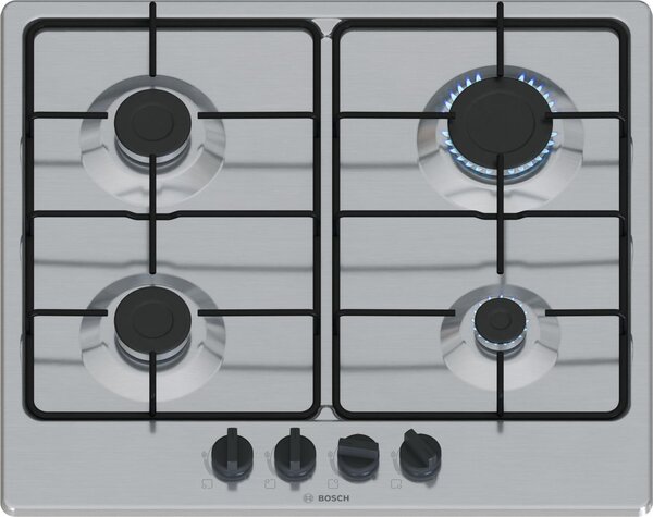 Bosch Piano Cottura 4 Fuochi a Gas Larghezza 60 cm in Acciaio Inox colore Inox - PGP6B5K85 Serie 4