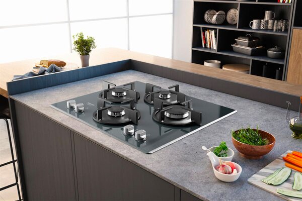 Hotpoint Ariston Piano Cottura 4 Fuochi a Gas Larghezza 60 cm in Vetro colore Specchio - HAGD 61S/MR