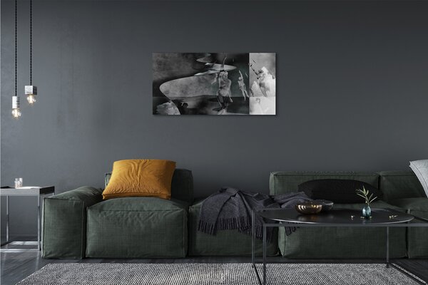Quadro su tela Paradiso in bianco e nero 100x50 cm