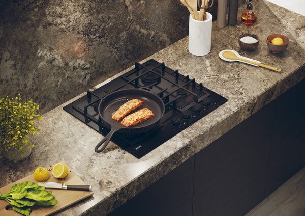 Haier Piano Cottura 4 Fuochi a Gas Larghezza 60 cm in Vetro Temperato colore Nero - HAVG6BF4TB-PB Gas On Glass Serie 4