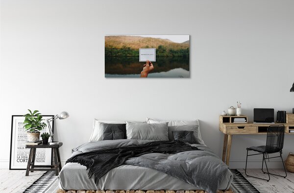 Quadro su tela Panorama Exscription Hand 100x50 cm