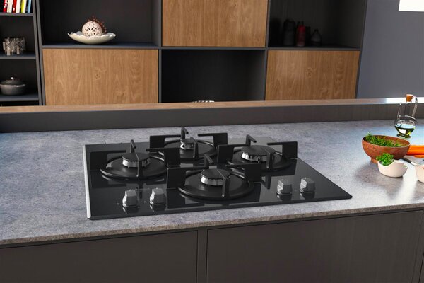 Hotpoint Ariston Piano Cottura 4 Fuochi a Gas Larghezza 60 cm in Vetro colore Specchio - HAGD 61S/MR