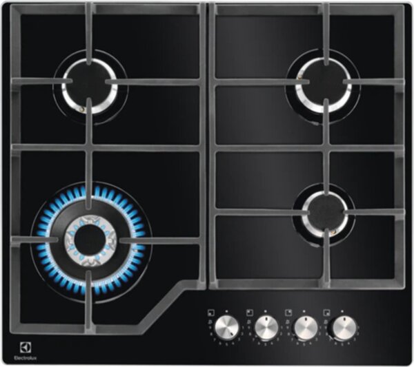 Electrolux Piano Cottura 4 Fuochi a Gas Larghezza 60 cm Piano colore Nero - KGG64362K