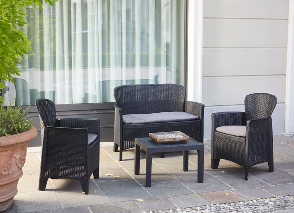 Set salotto da esterno Alesandro, 100% Made in Italy, Antracite
