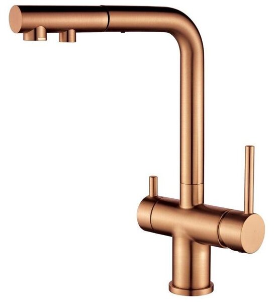 Ausmann Ellington Miscelatore da cucina a 3 vie con bocca estraibile e acqua filtrata – Rame 1208972694