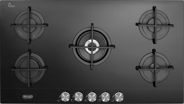 De Longhi Piano Cottura 5 Fuochi a gas (Wok) Larghezza 90 cm colore Nero - 86NSL590NC