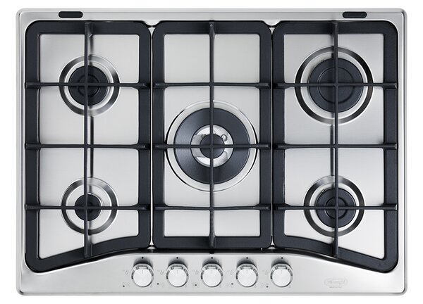 De Longhi Piano Cottura 5 Fuochi a Gas 70 cm colore Inox Professional - PFI 57 GH
