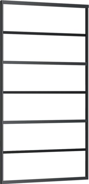 Porta Scorrevole in Vetro ESG e Alluminio 102x205 cm Nera