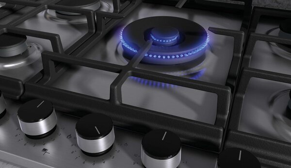 Hoover Piano Cottura 5 Fuochi a Gas 75 cm (1 Bruciatore Doppia Corona) in Acciaio Inox colore Inox - HHG75WC5X H-HOB 500 GAS ON METAL