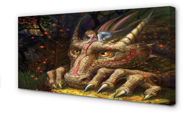 Quadro su tela Dragon Head Forest Girl 100x50 cm