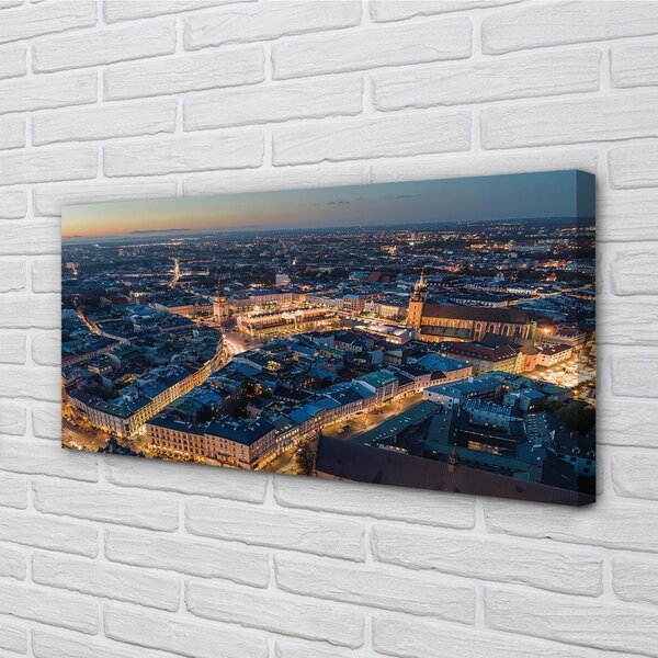 Quadro su tela Night Panorama di Cracovia 100x50 cm