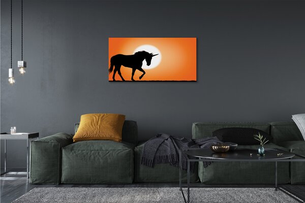 Quadro su tela Sunset unicorno 100x50 cm