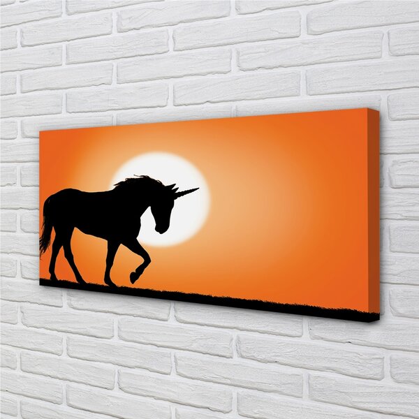 Quadro su tela Sunset unicorno 100x50 cm