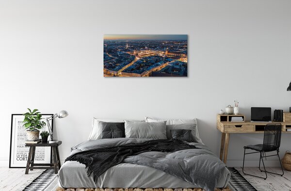 Quadro su tela Night Panorama di Cracovia 100x50 cm