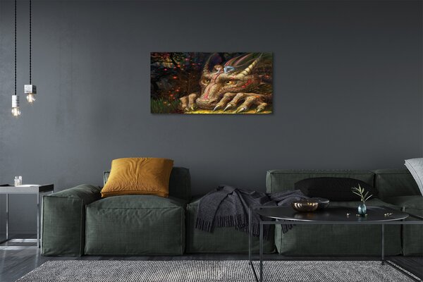 Quadro su tela Dragon Head Forest Girl 100x50 cm