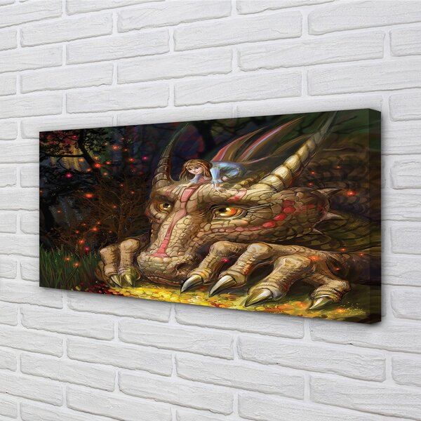 Quadro su tela Dragon Head Forest Girl 100x50 cm