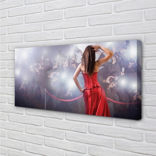 Quadro stampa su tela Abito rosso gente 100x50 cm
