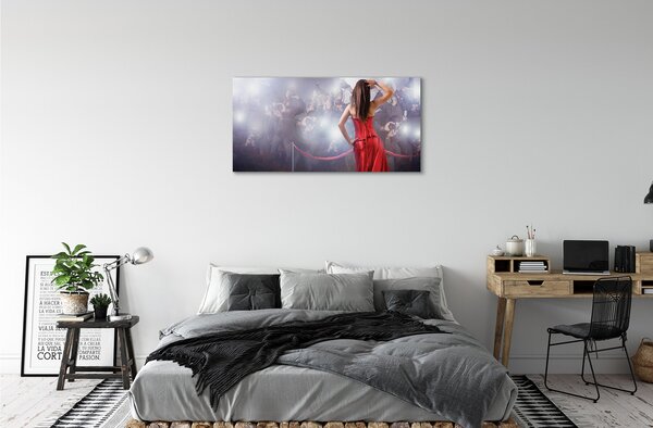Quadro stampa su tela Abito rosso gente 100x50 cm