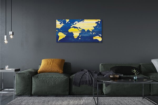 Quadro su tela Mappa sulle assi blu 100x50 cm