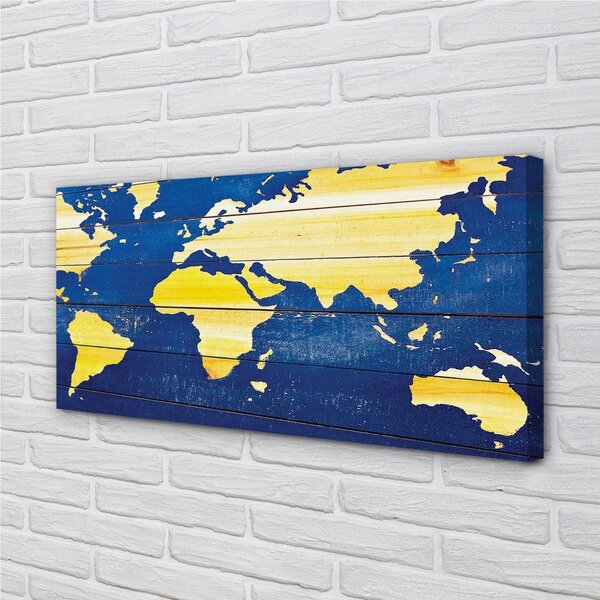 Quadro su tela Mappa sulle assi blu 100x50 cm