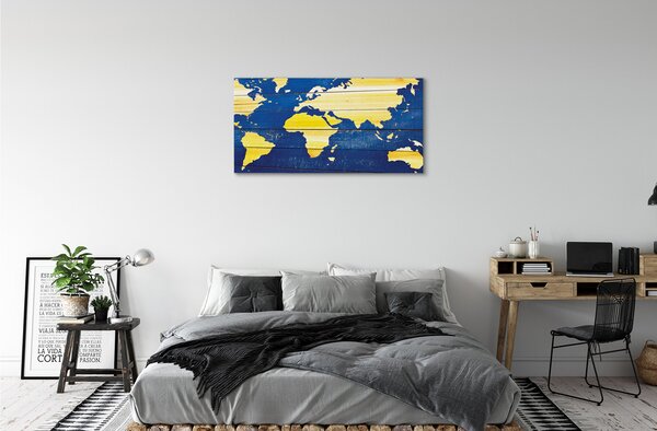 Quadro su tela Mappa sulle assi blu 100x50 cm