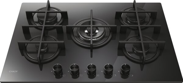 Candy Piano Cottura 5 Fuochi a Gas 75 cm in Vetro Temperato colore Nero - CVG74WTB