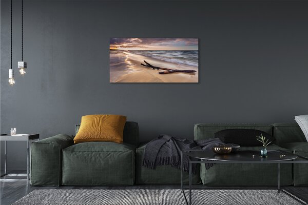 Quadro su tela Danasci al tramonto del mare Beach 100x50 cm