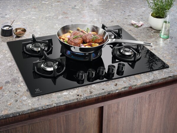 Electrolux Piano Cottura 5 Fuochi a Gas 75 cm Superficie in Vetro colore Nero - EGG75372K
