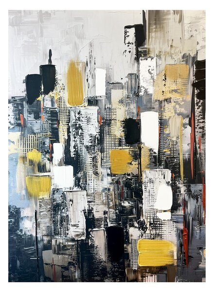 Quadro con elementi dipinti a mano 70x100 cm Cityscape – Styler