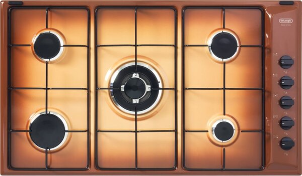 De Longhi Piano Cottura 5 Fuochi a Gas 90 cm (1 Bruciatore Tripla Corona) Terra di Francia YTF 59 DD