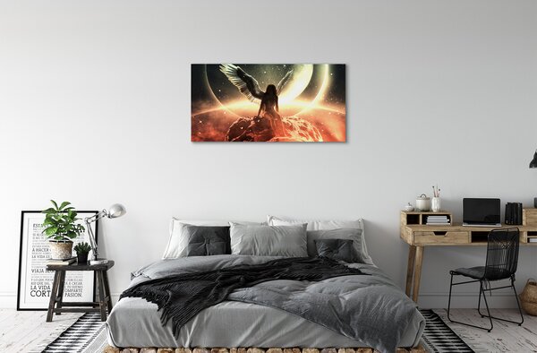 Quadro su tela Wing Woman Meteorite Moon 100x50 cm