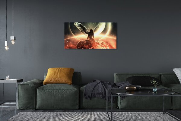 Quadro su tela Wing Woman Meteorite Moon 100x50 cm