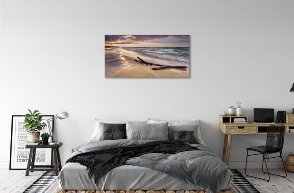 Quadro su tela Danasci al tramonto del mare Beach 100x50 cm