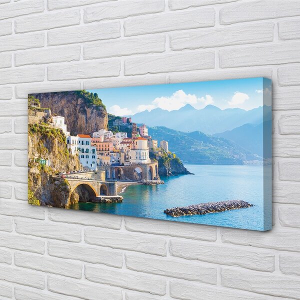 Quadro su tela Edifici della costa marina dell'italia 100x50 cm