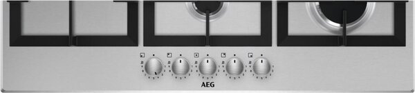 Aeg Piano Cottura 5 Fuochi a Gas 86 cm (1 Bruciatore Wok) in Acciaio Inox colore Inox - HGB95522SM 6000 Slim Profile 90 cm