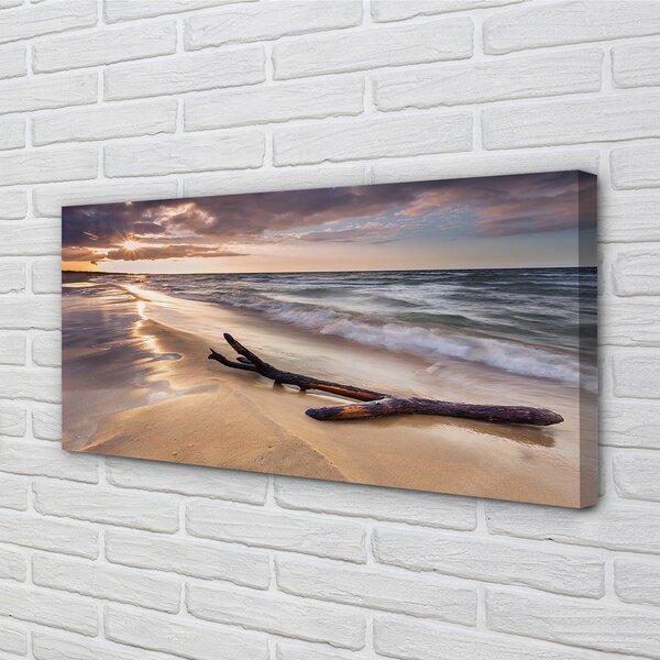 Quadro su tela Danasci al tramonto del mare Beach 100x50 cm