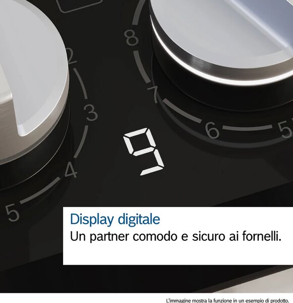 Bosch Piano Cottura 5 Fuochi a Gas 90 cm (1 Bruciatore Wok) in Vetro colore Nero - PRS9A6H40 Serie 8