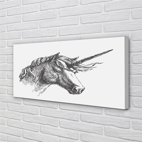 Stampa quadro su tela Disegnare unicorno 100x50 cm