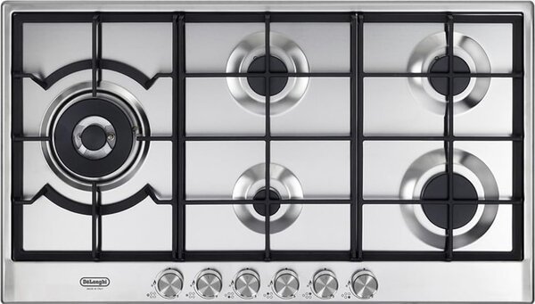 De Longhi Piano Cottura 5 Fuochi a Gas 90 cm Piano in Acciaio Inossidabile colore Inox - NSL590DX