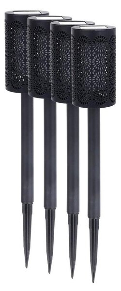 Set da 4 lampade solari a LED DECOR, 1,2V 150 mAh, 3000K, 39 cm, IP44, nero