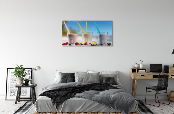 Quadro su tela Cannucce colorate cocktail in vetro 100x50 cm